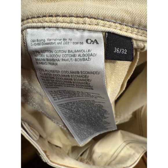 C&A Denim Sz 36x32 Mens Khaki Denim Stretch Pants Slim - Picture 6 of 6